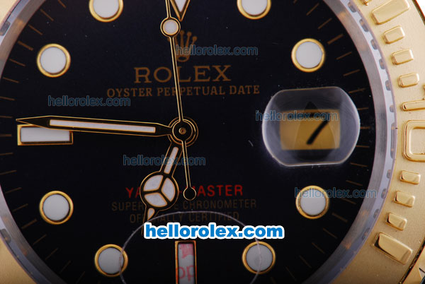 Rolex Yachtmaster Automatic Movement with Black Dial and Round Hour Marker-Two Tone Strap - Click Image to Close